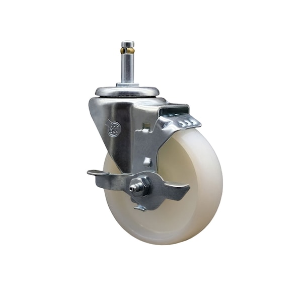 4 Nylon Wheel Swivel 7/16'' Grip Ring Stem Caster Brake